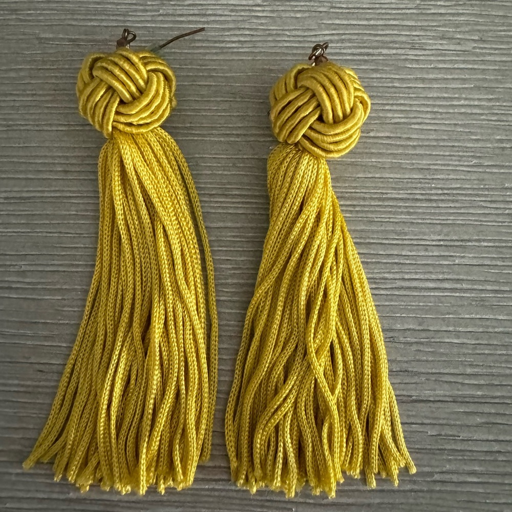 Yellow tassel string earrings